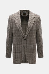 Zegna Cashmere Sakko 'Torino Couture' grau/dunkelgrau gemustert, frontale Nahaufnahme, Slim Fit, Fischgrat-Webmuster, zwei Knöpfe, tailliert, reine Cashmere-Qualität.