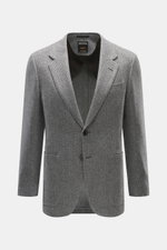 Zegna Cashmere Sakko 'Torino Couture' graubraun kariert, Slim Fit, Glencheck, halb gefüttert, Zwei-Knopf-Stil, frontal fotografiert.