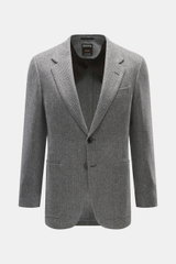 Zegna Cashmere Sakko 'Torino Couture' graubraun kariert, Slim Fit, Glencheck, halb gefüttert, Zwei-Knopf-Stil, frontal fotografiert.