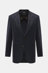 Front view of Zegna Blazer 'Couture' navy/black patterned with slim fit, notched lapel, two-button style, subtle herringbone pattern.

Description: 
<p>A statement piece for the highest demands: The 'Couture' blazer by ZEGNA combines fine cashmere with si