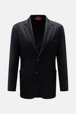 Barena Venezia Sakko navy, Slim Fit, reine Schurwolle, weicher Griff, gerade geschnittener Zwei-Knopf-Stil, fallendes Revers, Brusttasche, Hüfttaschen, Kissing Buttons, Seitenschlitze, Unconstructed Design, zwei Innentaschen, frontale Perspektive.