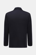 Back view of Barena Venezia Cashmere Blazer Navy photographed straight-on, featuring pure cashmere, very soft feel, slim fit, straight-cut two-button style, notched lapel, classic breast pocket, patch hip pockets, kissing buttons, back side vents, unconst