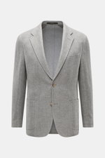 Windsor Sakko 'Giro' hellgrau gemustert, Frontansicht, Slim Fit, Fischgrat, Baumwolle, Wolle, Cashmere, Zwei-Knopf-Stil, Brusttasche, Hüfttaschen.