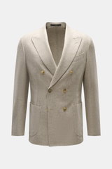 Front view of Windsor Sakko 'Salio' taupe meliert, a slim fit, soft wool double-breasted blazer with peak lapels and patch pockets.

Description: <p>Gewohnt klassisch mit WINDSOR: Das Sakko 'Salio' im zweireihigen Drei-Knopf-Stil aus hochwertiger Wolle 