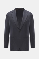 Windsor Sakko 'Giro' navy frontale Ansicht mit Slim Fit, fallendem Revers, Zwei-Knopf-Stil, Brusttasche, Hüfttaschen, Kissing Buttons, Seitenschlitzen, Unconstructed Design, drei Innentaschen, weicher Griff, feiner Webstruktur aus Wolle, Microfaser und Ca