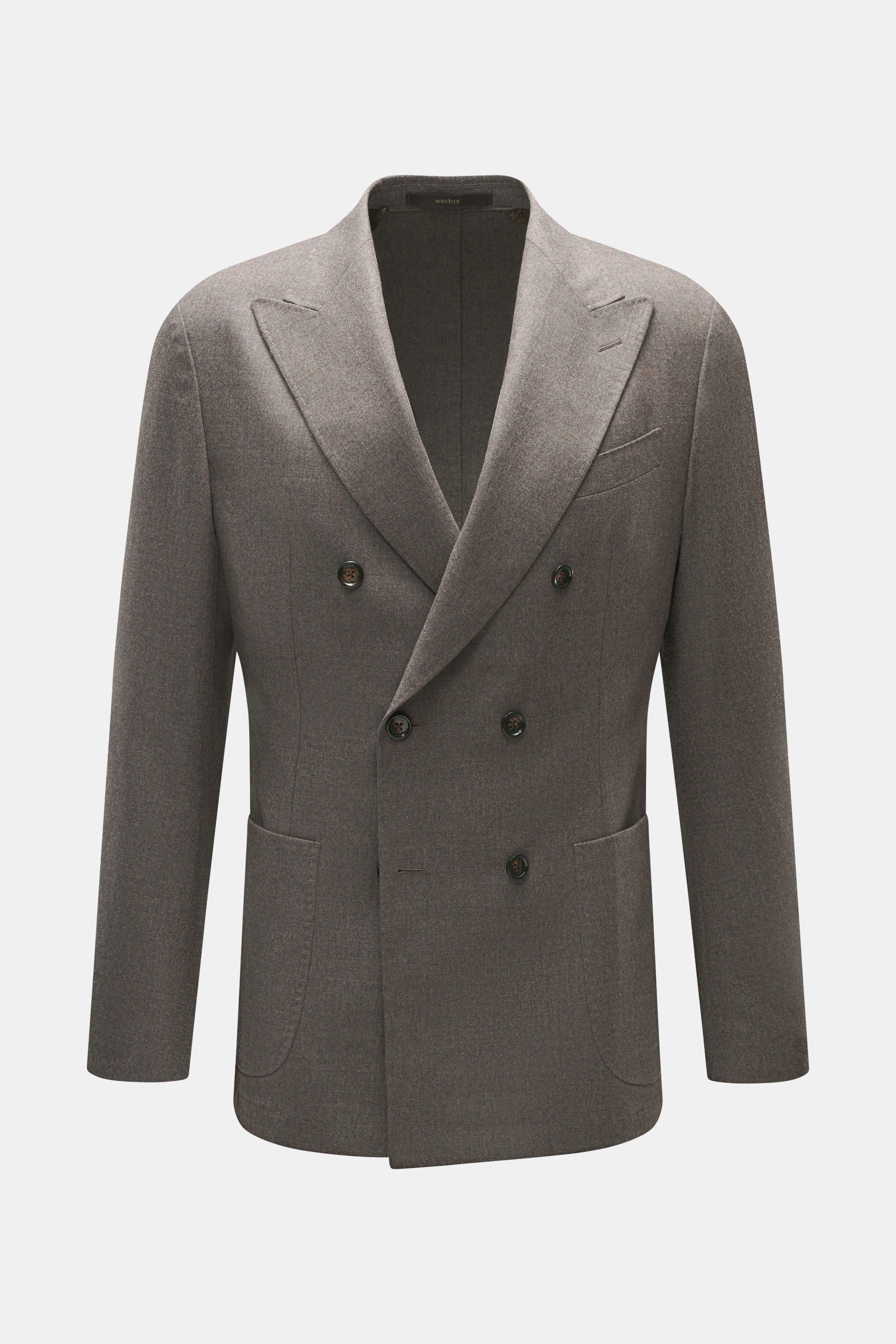 Front view of the Windsor Merino Sakko 'Salernos' navy, a classic double-breasted, three-button slim fit blazer in soft pure merino wool.