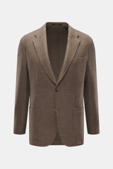 Windsor Sakko 'Giro' graubraun, frontal fotografiert, reine Schurwolle, weicher Griff, markante Webstruktur, Slim Fit, fallendes Revers, Zwei-Knopf-Stil, Brusttasche, aufgesetzte Hüfttaschen, Kissing Buttons, Seitenschlitze, Unconstructed Design, drei Inn