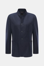 Windsor Sakko 'Tesso' navy, Slim Fit, Stehkragen, fünf Knöpfe, aufgesetzte Taschen, aus feiner Wolle, weicher Griff, Frontansicht.