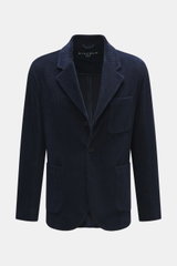 Circolo 1901 Cordsakko navy, frontale Nahaufnahme, taillierter Slim Fit in samtigem Baumwollmix mit Cordstruktur, zwei Knöpfe, Brust- und Hüfttaschen.