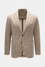 Circolo 1901 Jersey-Sakko beige gemustert, Slim Fit, Jersey Baumwolle mit Stretch, tailliert, Zwei-Knopf-Stil, frontal fotografiert.