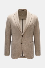 Circolo 1901 Jersey-Sakko beige gemustert, Slim Fit, Jersey Baumwolle mit Stretch, tailliert, Zwei-Knopf-Stil, frontal fotografiert.