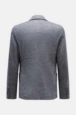 Rückansicht des Circolo 1901 Jersey-Sakko grau kariert aus Baumwolle mit Stretch, slim fit, Print in Weboptik und tailliertem Zwei-Knopf-Stil.