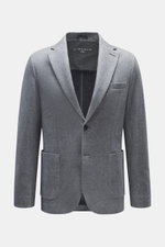 Circolo 1901 Jersey-Sakko graublau gemustert, Slim Fit, Zwei-Knopf-Stil, Print in Weboptik, Baumwoll-Jersey mit Stretch, frontal fotografiert.