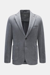 Circolo 1901 Jersey-Sakko graublau gemustert, Slim Fit, Zwei-Knopf-Stil, Print in Weboptik, Baumwoll-Jersey mit Stretch, frontal fotografiert.