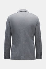 Rückansicht des graublau gemusterten Circolo 1901 Jersey-Sakkos mit Baumwoll-Jersey, Stretch, Slim Fit, Print in Weboptik, Seitenschlitzen.