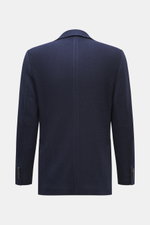 Circolo 1901 Strickblazer navy aus edlem Woll-Mix mit markantem Strick, Slim Fit, fallendem Revers, Rückansicht mit Seitenschlitzen.