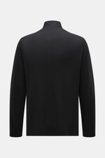 Back view of Harris Wharf London Jersey jacket black in slim fit, standing collar, made of lightweight pure virgin wool.

Description: <p>The elegant look of a smart-casual jacket meets the comfort of a sweat jacket – HARRIS WHARF LONDON has achieved this