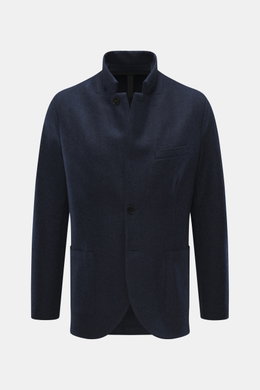 Harris Wharf London Cashmere Sakko navy, frontal fotografiert, Slim Fit, Loro Piana-Cashmere, taillierter Zwei-Knopf-Stil, fallendes Revers, Brusttasche, Hüfttaschen, Unconstructed Design.