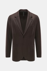 Front view of Harris Wharf London Cashmere Blazer Dark Brown in slim fit, tailored two-button style with notched lapel and patch pockets.

<p>A straightforward cut and soft Loro Piana cashmere are the components with which HARRIS WHARF LONDON creates the 