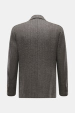 Santaniello Sakko dunkelbraun/taupe gemustert, Rückansicht, Slim Fit, Fischgrat-Muster, weicher Wolle-Cashmere-Mix, Unconstructed Design, Seitenschlitze.