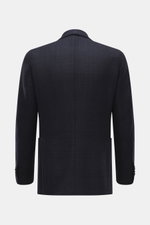 Santaniello Blazer navy/dark brown checked pure wool slim fit with subtle check pattern shown from the back, unconstructed design.