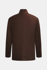 Doppiaa Samtsakko 'Aaneto' dunkelbraun Rückansicht, Slim Fit, Samt aus Baumwolle, variabler Kragen, Vier-Knopf-Leiste, Hüfttaschen, halb gefüttert, Innentaschen.