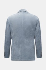Back view of 04651/ A trip in a bag Cord Blazer Smoke Blue made of high-quality microfiber cord, light elastic quality, slim fit, tailored two-button style, notched lapel, patch hip pockets, small woven label in side seam, rear side vents, sleeve cuffs wi