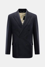 Golden Goose Sakko 'Dave' dark navy gestreift, Slim Fit, feine Nadelstreifen, zweireihig, Spitzrevers, Taschen, Knöpfe, seitliche Schlitze, kontrastfarbenes Futter, Frontansicht.