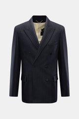 Golden Goose Sakko 'Dave' dark navy gestreift, Slim Fit, feine Nadelstreifen, zweireihig, Spitzrevers, Taschen, Knöpfe, seitliche Schlitze, kontrastfarbenes Futter, Frontansicht.