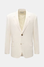 Front view of Ami Paris Smart-casual jacket cream in viscose-linen blend, slim fit, two-button, notch lapel, flap hip pockets, breast pocket, button cuffs.