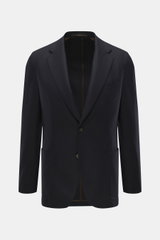 Windsor Sakko 'Giorno' navy, frontale Ansicht, feiner Twill aus reiner Wolle, Slim Fit, fallendes Revers, Zwei-Knopf-Stil, Brusttasche, Hüfttaschen, Kissing Buttons, Seitenschlitze, Unconstructed Design, zwei Innentaschen, weich, leicht elastisch.