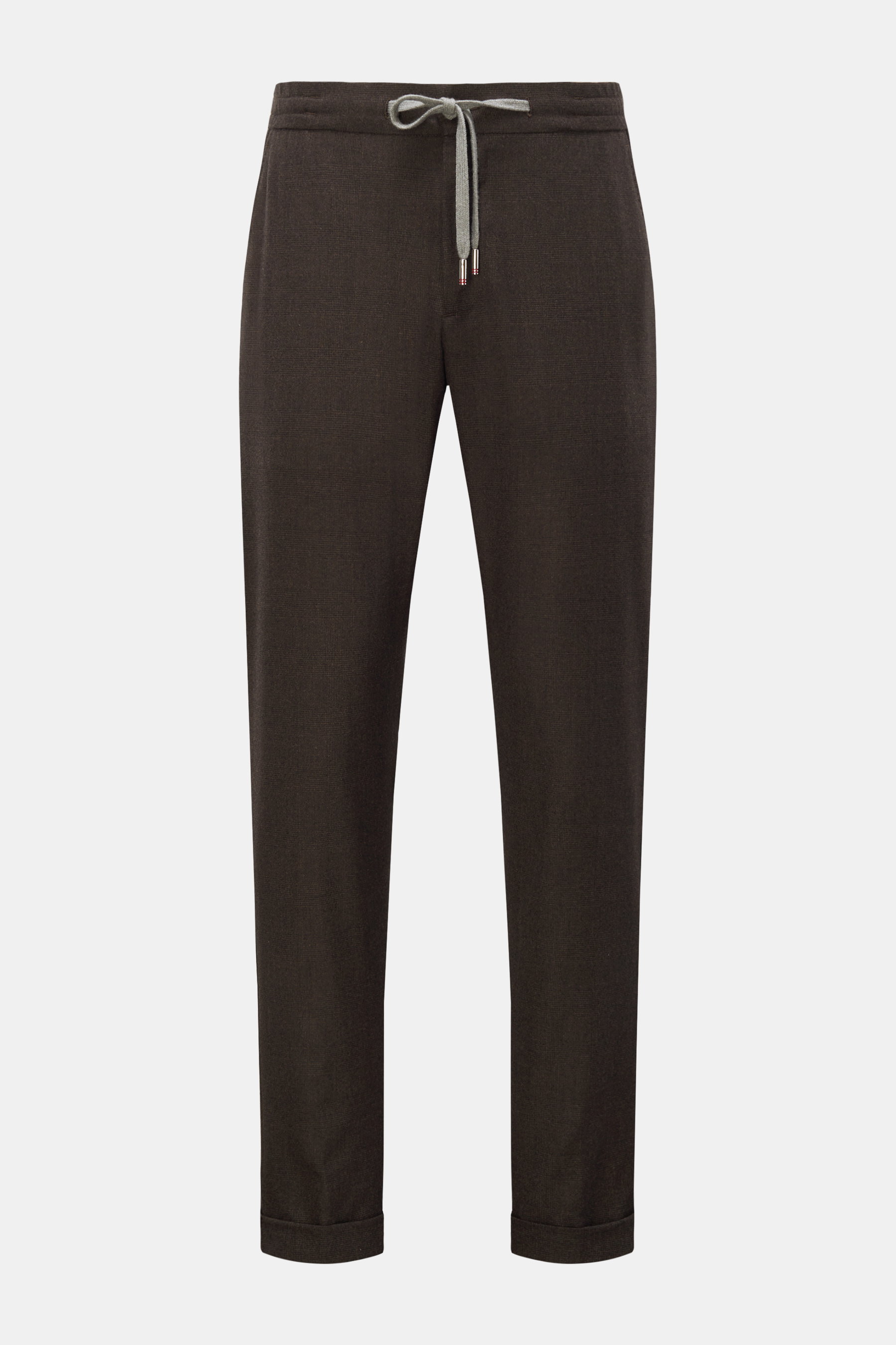 Marco Pescarolo Cashmere Joggpants 'Caracciolo' dunkelbraun/schwarz kariert