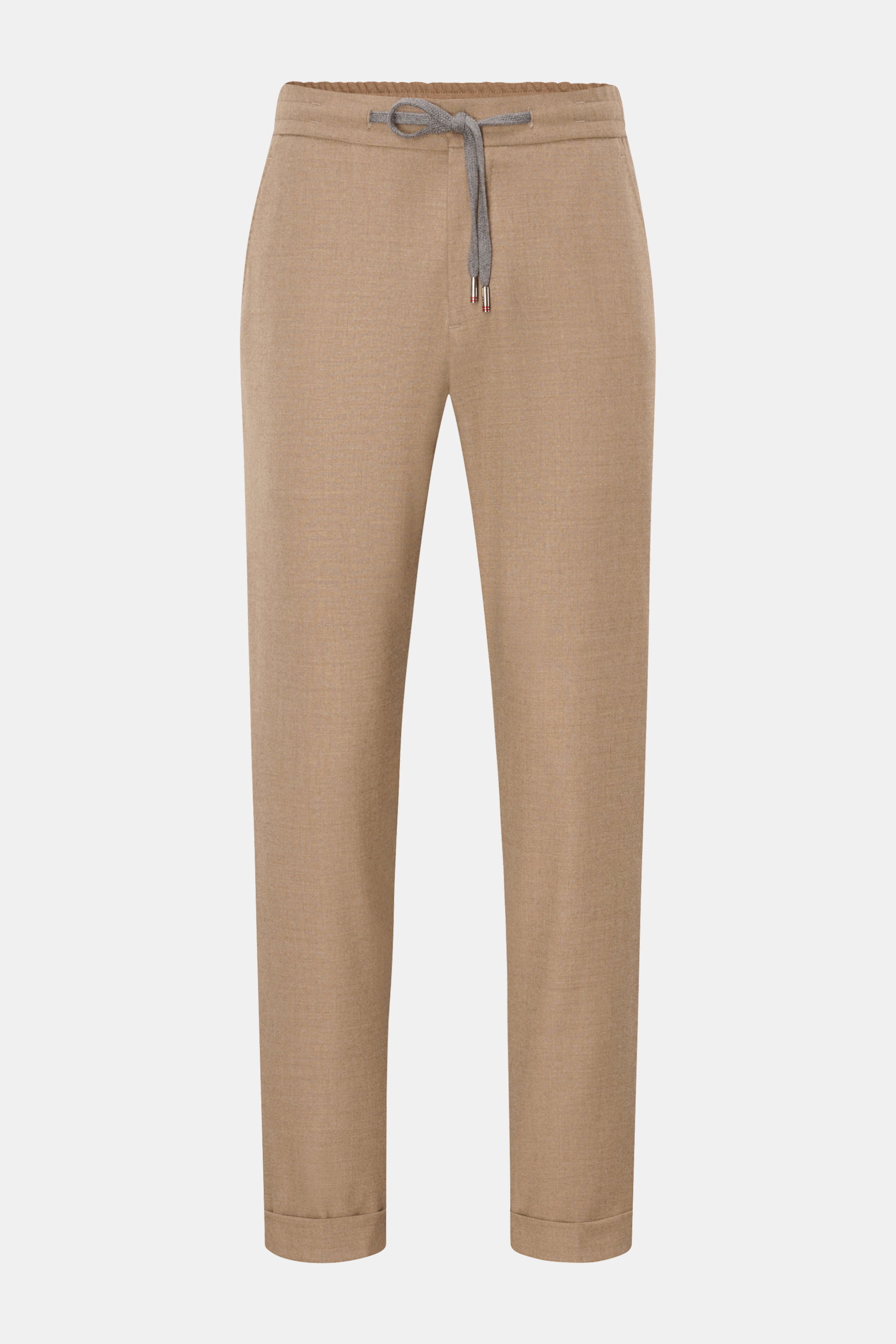 Marco Pescarolo Cashmere Jogpants 'Caracciolo' beige, Frontansicht, geschmeidiger Cashmere, elastischer Bund mit Tunnelzug, schmal zulaufend, Regular Fit.