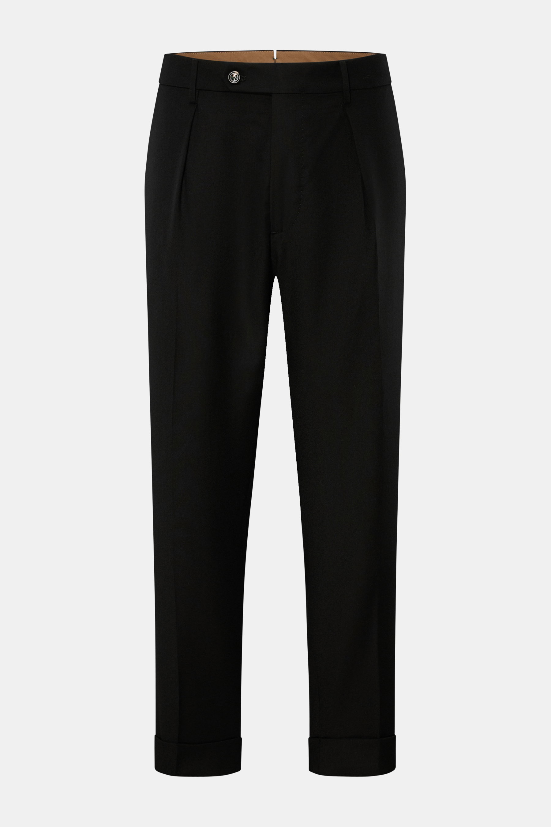 Berwich Wollhose 'Chiaia' schwarz, frontale Ansicht, knöchellang, aus reiner Schurwolle, Tapered Fit mit weichem Griff und stilvoller Linienführung.