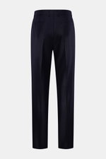 Brunello Cucinelli Wollhose navy, Rückansicht, Regular Fit aus reiner Wolle mit Bundknopf, Reißverschluss, Bundfalte, französischen und Leistentaschen.