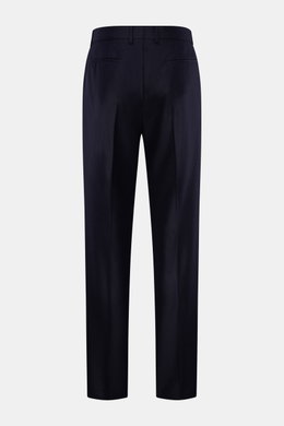 Brunello Cucinelli Wollhose navy, Rückansicht, Regular Fit aus reiner Wolle mit Bundknopf, Reißverschluss, Bundfalte, französischen und Leistentaschen.