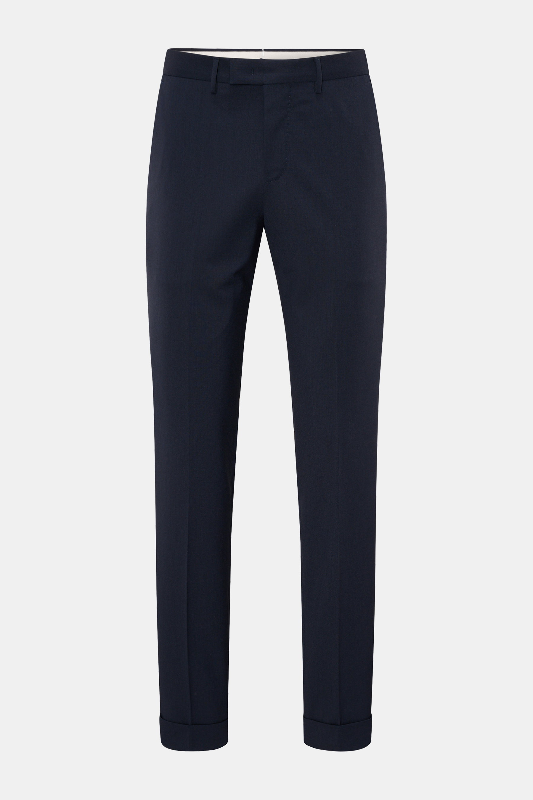 PT Torino Wollhose 'Master Fit' navy, frontale Aufnahme, elegante Wollhose aus Twill mit Stretch, Tapered Fit, fixiertem Saumaufschlag.