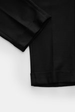 Marco Pescarolo Woll-Jogpants 'Caracciolo' schwarz, Detailaufnahme von Saum und Beinabschluss, reine Schurwolle, Regular Fit, schmal zulaufend.