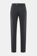 Marco Pescarolo Wollhose 'Evo' dunkelgrau meliert, frontale Ansicht, Regular Fit, elastische Wolle, teilelastischer Bund, französische Taschen.