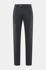 Marco Pescarolo Wollhose 'Evo' dunkelgrau meliert, frontale Ansicht, Regular Fit, elastische Wolle, teilelastischer Bund, französische Taschen.