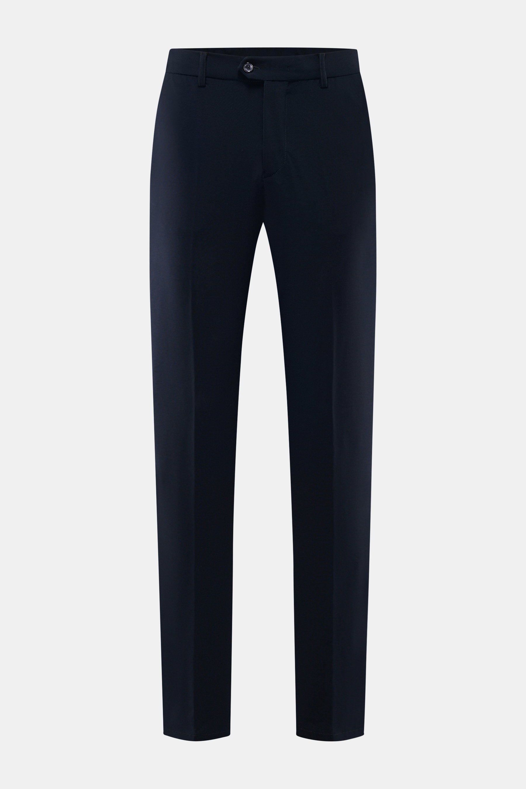 Marco Pescarolo Wollhose 'Evo' navy, frontale Ansicht, elastische Wolle, Regular Fit, schmal zulaufend, teillastischer Bund, Reißverschluss, Taschen.