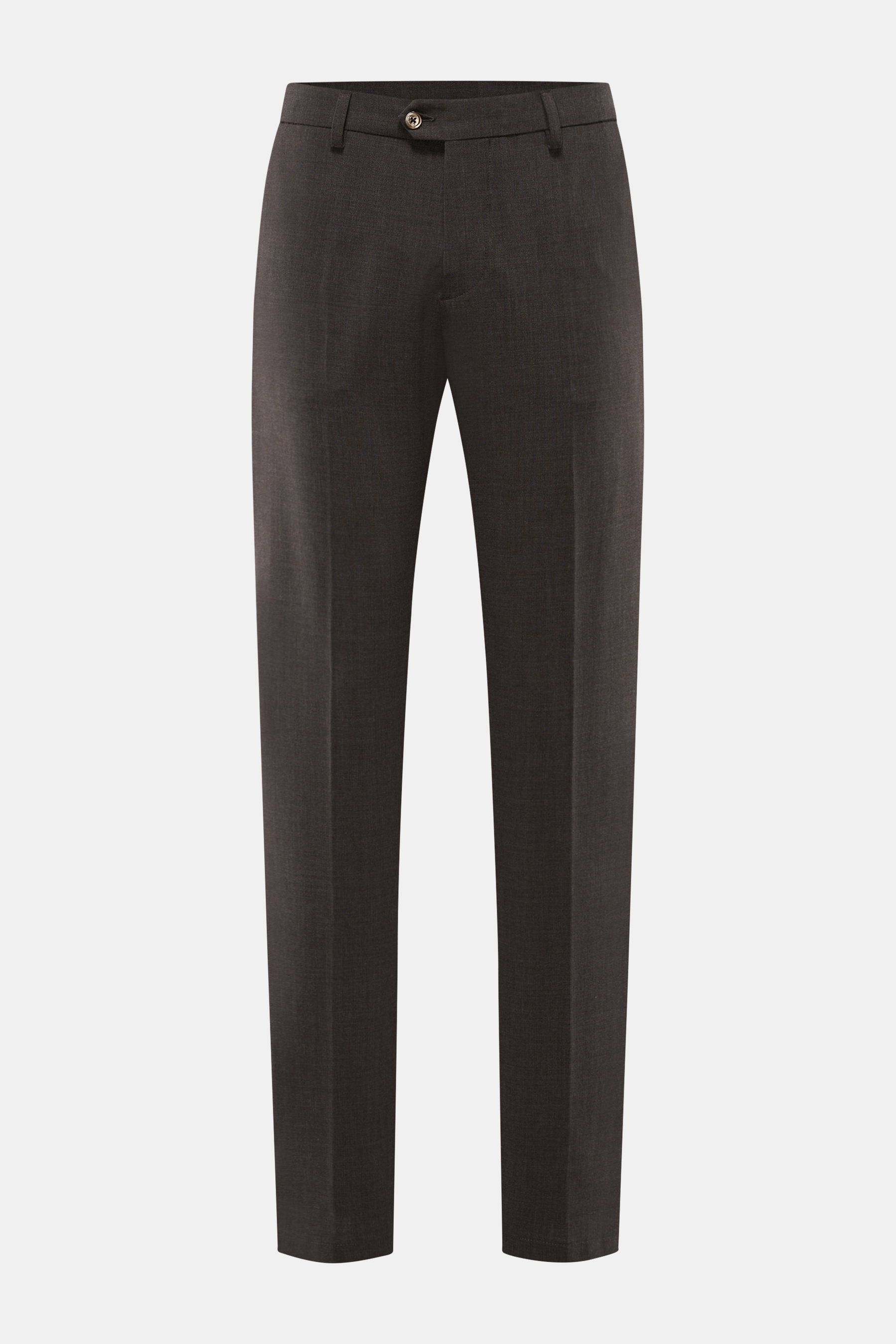 Marco Pescarolo Wollhose 'Evo' graubraun meliert, Frontansicht, Regular Fit, elastische Wolle, weicher Griff, teilelastischer Bund, Reißverschluss, Taschen.