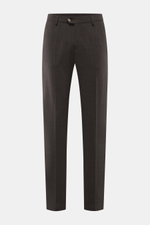 Marco Pescarolo Wollhose 'Evo' graubraun meliert, Frontansicht, Regular Fit, elastische Wolle, weicher Griff, teilelastischer Bund, Reißverschluss, Taschen.