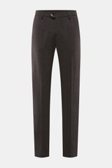 Marco Pescarolo Wollhose 'Evo' graubraun meliert, Frontansicht, Regular Fit, elastische Wolle, weicher Griff, teilelastischer Bund, Reißverschluss, Taschen.