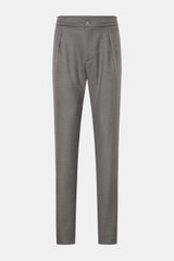 Marco Pescarolo Woll-Jogpants 'Chiaia' dunkelgrau meliert, frontale Ansicht, Regular Fit, reine Schurwolle, elastischer Bund, Bundknopf, Reißverschluss, paspelierte Taschen.