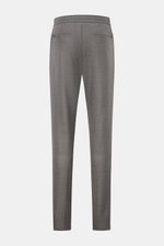 Marco Pescarolo Woll-Jogpants 'Chiaia' dunkelgrau meliert, Rückansicht, Regular Fit, reine Schurwolle, elastischer Bund, paspelierte Taschen.