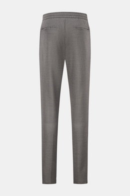 Marco Pescarolo Woll-Jogpants 'Chiaia' dunkelgrau meliert, Rückansicht, Regular Fit, reine Schurwolle, elastischer Bund, paspelierte Taschen.