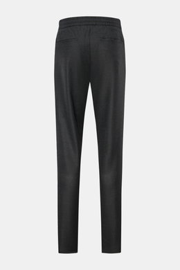Marco Pescarolo Woll-Jogpants 'Chiaia' anthrazit meliert, Rückansicht, reine Schurwolle, Regular Fit, elastischer Bund, paspelierte Taschen.