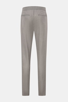 Marco Pescarolo Woll-Jogpants 'Chiaia' grau meliert, Rückansicht, Regular Fit, reine Schurwolle, elastischer Bund, paspelierte Taschen, offene Länge.