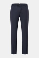 Windsor Wollhose 'Peso' navy meliert, frontale Aufnahme, Regular Fit, reine Schurwolle, Reißverschluss, Bundknopf, französische Taschen, paspelierte Gesäßtaschen mit Knopf.